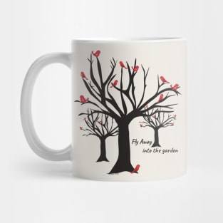 Fly Away—into the garden (Winter Cardinals) Mug